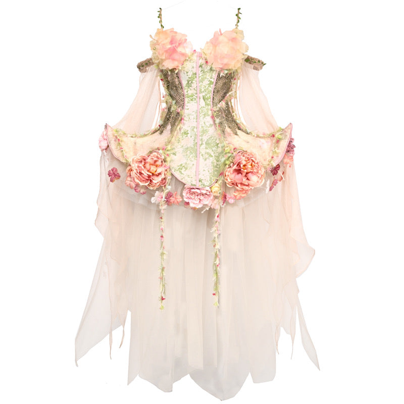 Blood Supply Original Forest Spirit Flower God Fishbone Corset Fairy Style Ethereal Dress Halloween Cosplay Costume - Halloweez