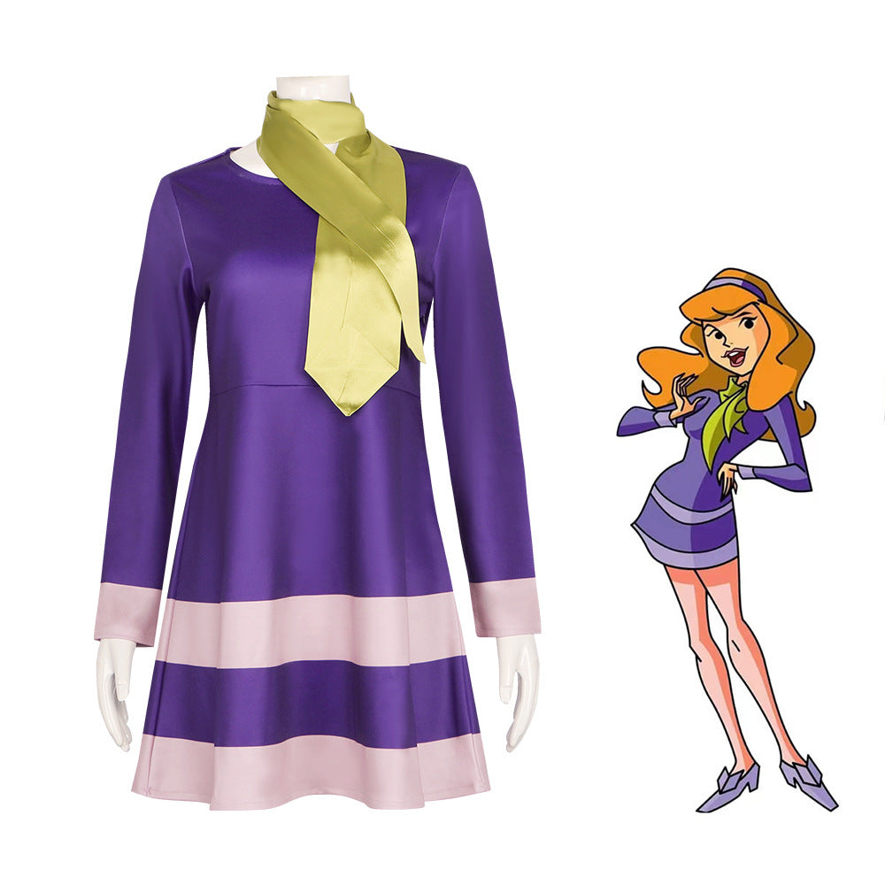 Scooby-Doo Velma Dinkley Cosplay Costume Daphne Halloween Role Play Dress - Halloweez