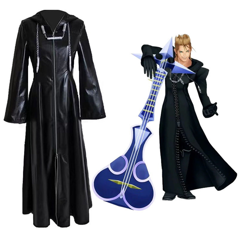 Kingdom Hearts Organization XIII Black Leather Coat Cosplay Costume - High Quality Replica for Anime Conventions and Halloween