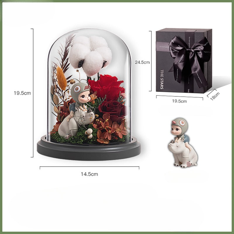 Coffret cadeau de roses éternelles conte de fées Halloween White Night - Cadeau de Noël parfait pour petite amie, mariée ou anniversaire