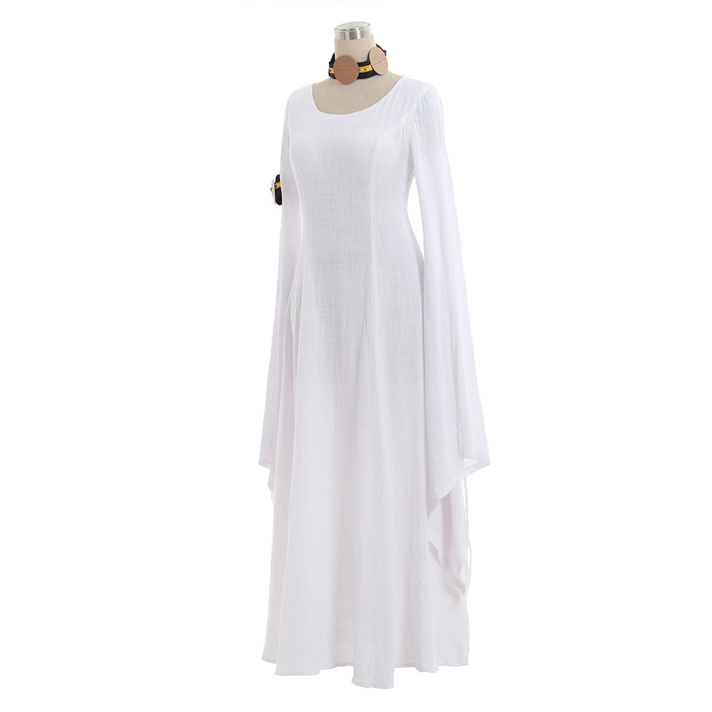 Elegante vestido medieval blanco de Halloween para eventos renacentistas, Tudor y Regencia