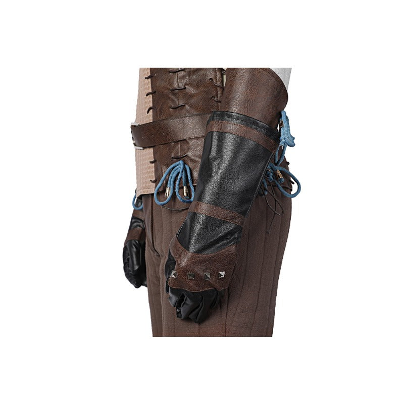 Halloweez Geralt of Rivia Cosplay Leather Jacket - Wild Hunt Hero Suit for Halloween