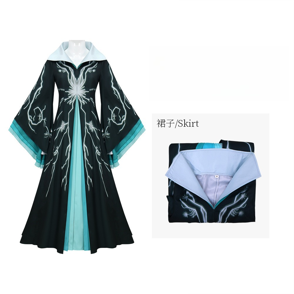 Wicked: For Good Madame Morrible Dark Green Long Dress Cosplay Outfit for Wizard of Oz Fans - Halloweez