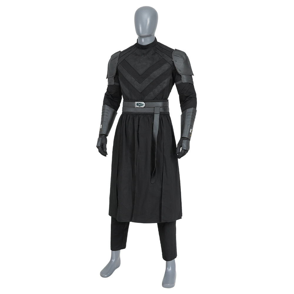 Conjunto de armadura de caballero de élite para cosplay de Jedi Skoll de Halloween para hombre: uniforme de batalla negro con capa con capucha