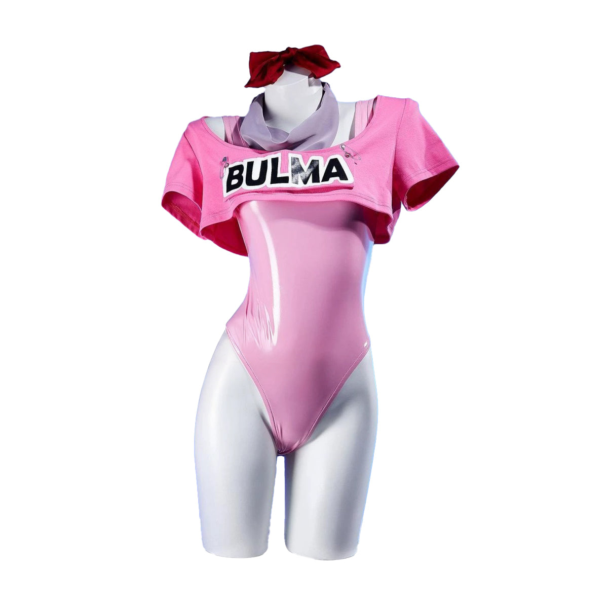 Dragon Ball Bulma Cosplay Costume Energetic Sweet Two-Wear PU Leather Dress - Halloweez