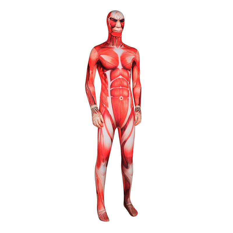 Attack on Titan Colossal Titan Muscle Suit Jumpsuit Cosplay Halloween Costume - Halloweez