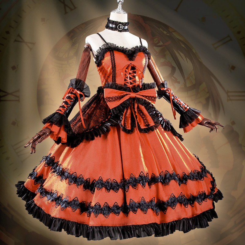 Date A Live Kurumi Tokisaki Cosplay Battle Dress Gothic Lolita Costume - Halloweez