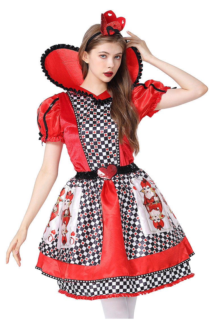 Queen of Hearts Cosplay Costume Alice in Wonderland Halloween Dress