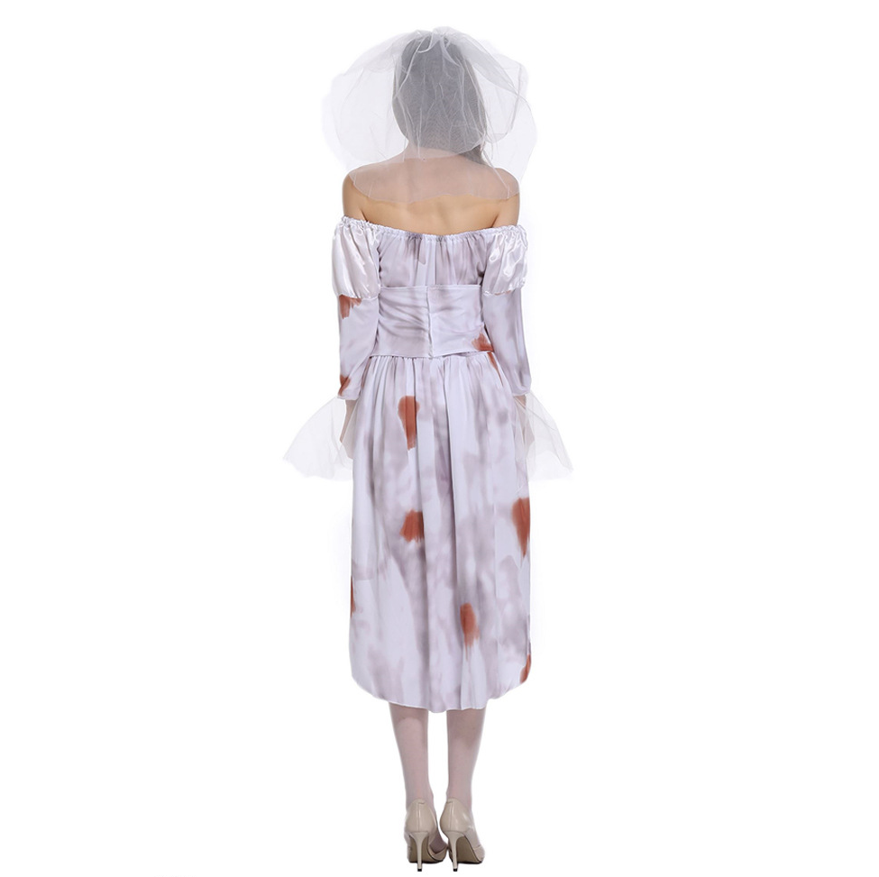 Halloween Ghost Bride Dress – Elegant Gothic Cosplay Costume for Women - Halloweez