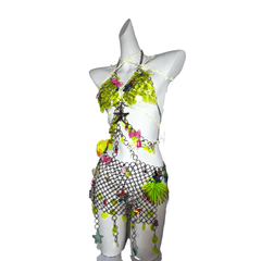 Coral Princess TDH Original Subculture Metal Chain Patchwork Dress 3D Candy Glitter Sequin Gown Cosplay Costume - Halloweez