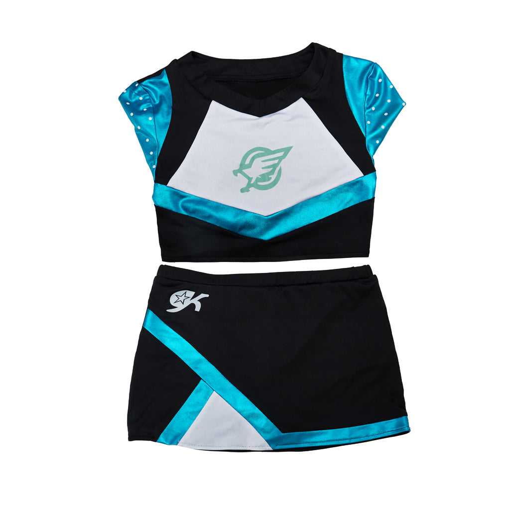 Euphoria Cassie Howard Blue Sequined Cheerleader Uniform Cosplay Outfit - Halloweez