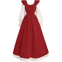 Medieval Renaissance Victorian Laced Sleeve Long Dress Irish Formal Dress Halloween Costume - Halloweez