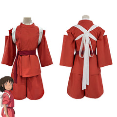 Spirited Away Chihiro Ogino Work Kimono Anime Cosplay Costume Outfit - Halloweez