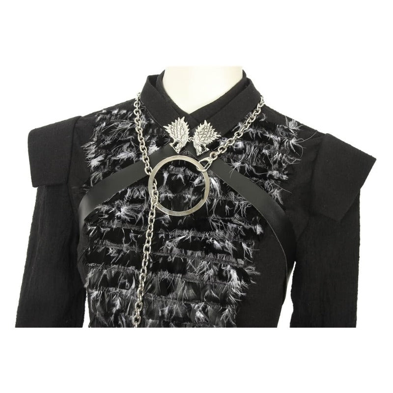 Disfraz de Sansa Stark para Halloween: capa de invierno con cuello de piel para mujer
