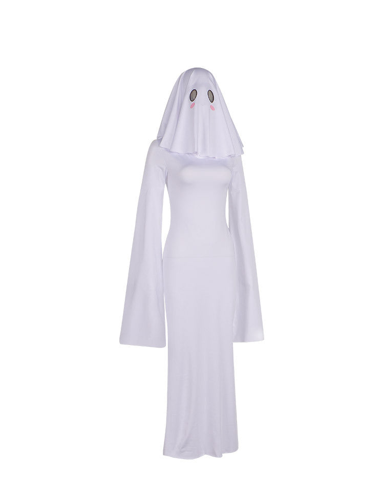 Ghost Girl Cosplay Halloween Apricot Madame Costume Dress White Adult