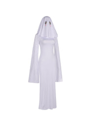 Ghost Girl Cosplay Halloween Apricot Madame Costume Dress White Adult