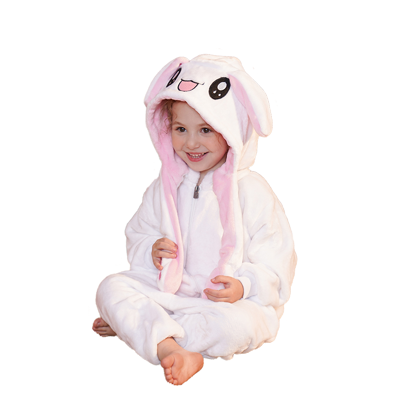 Kids Pikachu Onesie Pajamas Flannel Cosplay Costume with Removable Hood and Moving Ears for Boys Girls Halloween Christmas - Halloweez