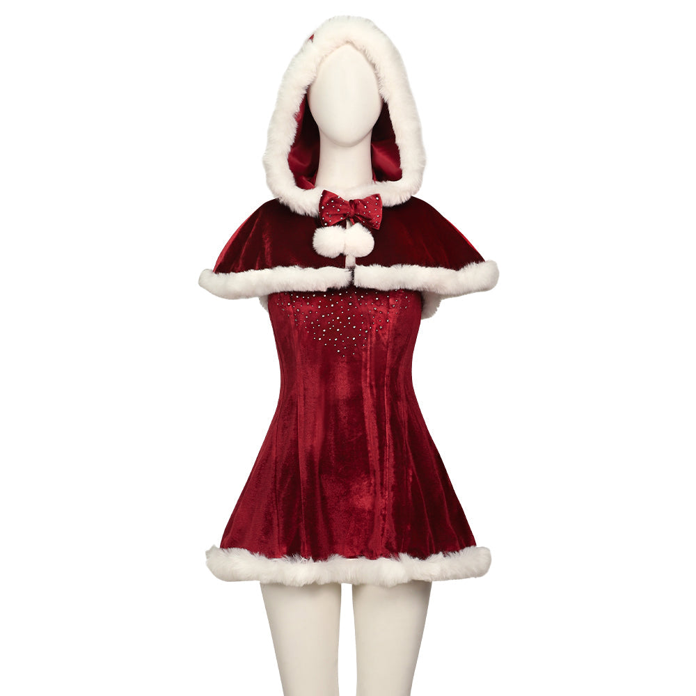 Halloweez Retro Christmas Dress with Cape - Love Actually 2023 Costume - Halloweez