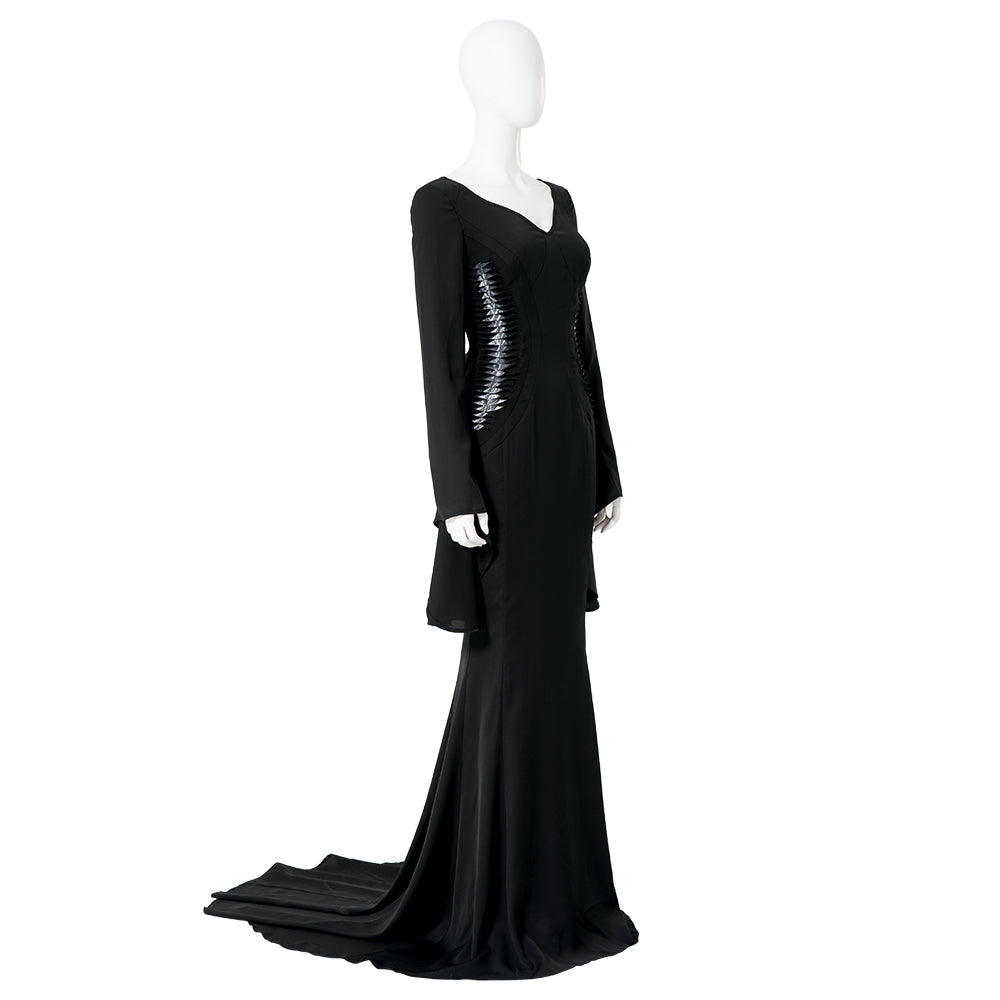 Halloweez Morticia Addams Cosplay Costume - Black Vintage Dress for Halloween Carnival
