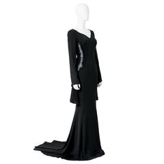 Halloweez Morticia Addams Cosplay Costume - Black Vintage Dress for Halloween Carnival
