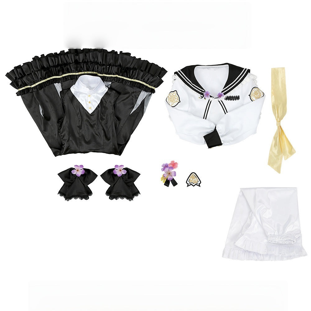 Blue Archive Ako Anime Cosplay Schoolgirl Black High Waist Slimming Youthful Dress - Halloweez