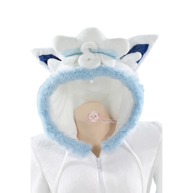 Adorable Alolan Vulpix White Plush Pokémon Cosplay Jumpsuit for Women - Halloweez