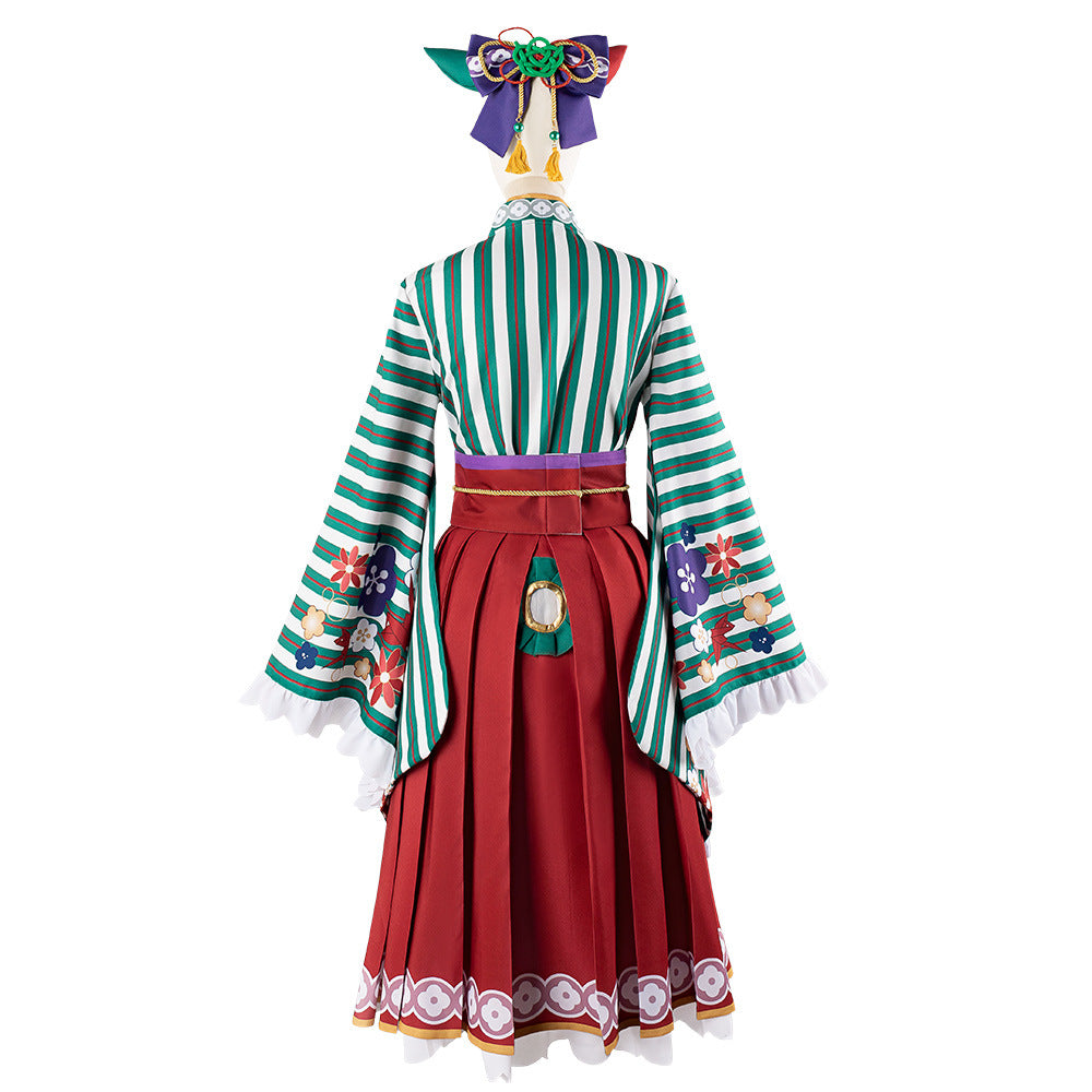 Pretty Derby Umamusume Cosplay Anime Color-blocking Kimono Dress - Nice Nature - Halloweez