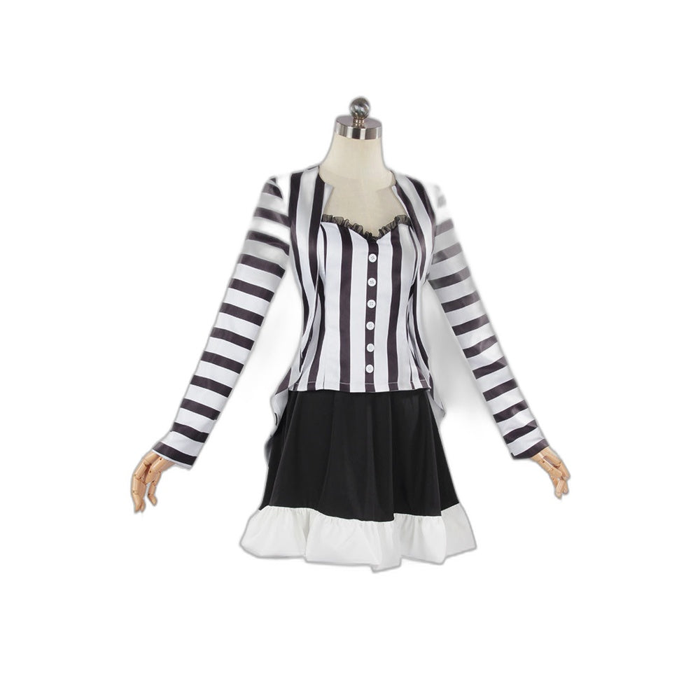 Beetlejuice Cosplay Costume Michael Keaton Black and White Stripe Halloween Outfit - Halloweez