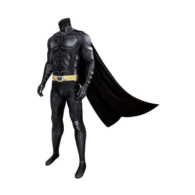 Halloweez Adult Men Dark Black Knight Jumpsuit Cloak Bat Mask Superhero Costume - Halloweez