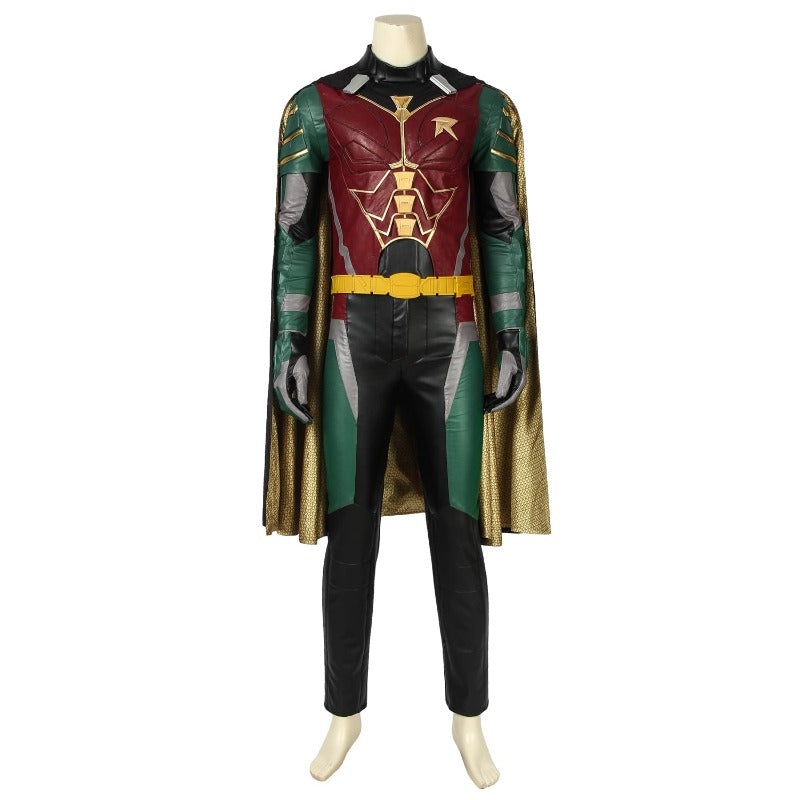 Halloweez Tim Drake Red Robin Cosplay Costume with Damian Wayne Cape for Halloween