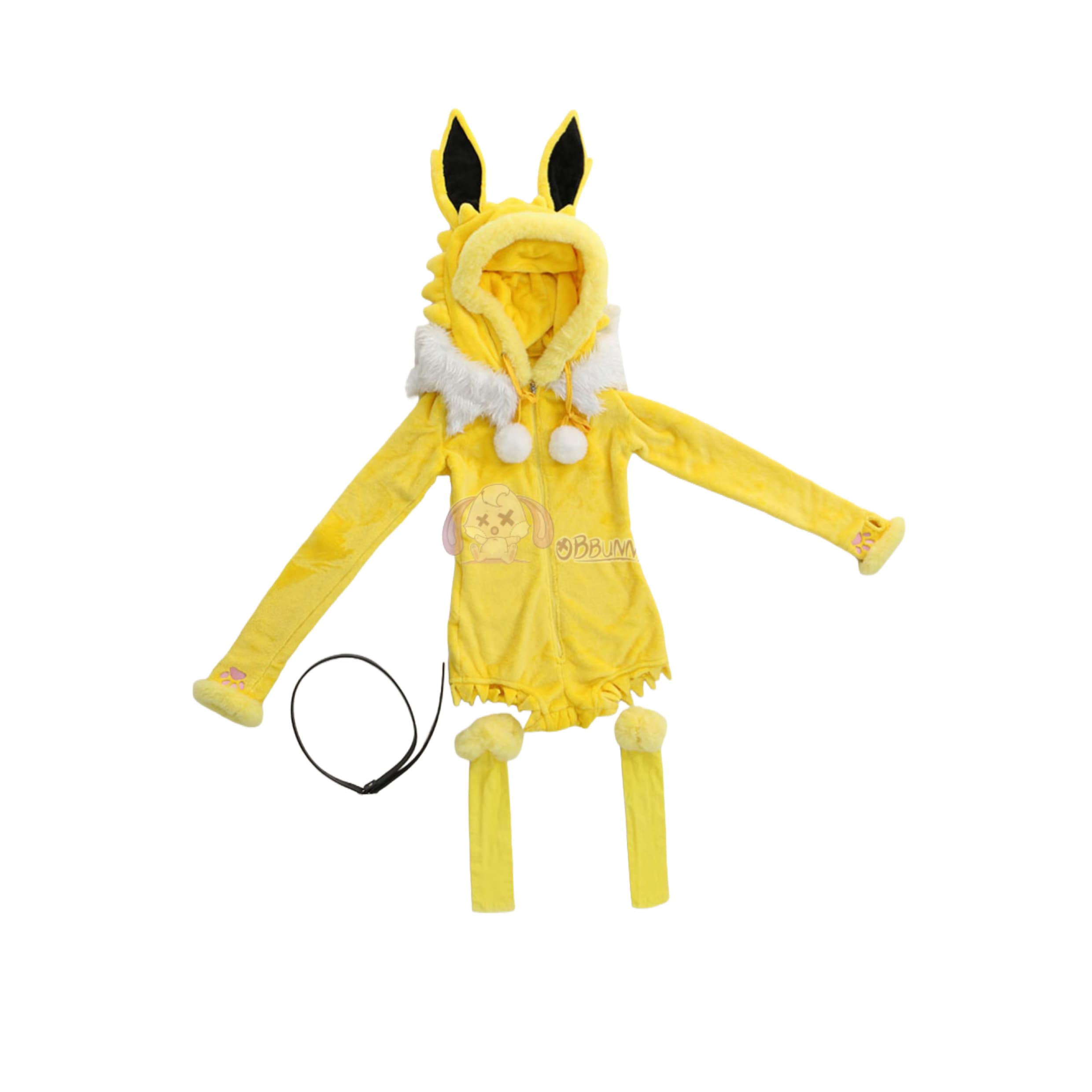 Official Pokemon Yellow Jolteon Plush Animal Cosplay Costume Hooded Pajamas - Halloweez