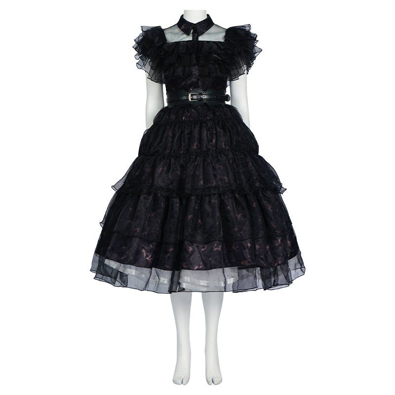 Adams Family Wednesday Addams Cosplay Dress for Women - Halloween Ball Gown Costume - Halloweez