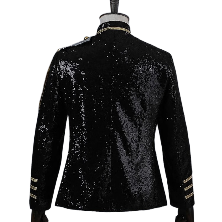 Men's Military Uniform Glitter Army Costume Court Performance EXO Cosplay DJ Dance Club Party Outfit - Halloweez
