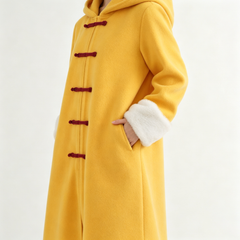 Gintama Kagura Cosplay Costume, Custom Yellow Wool Winter Coat for Halloween Comic Con