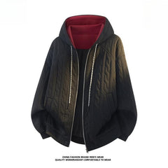 Men's Quilted Zip‑Up Hoodie Jacket,Luxury‑Feel Trendy Casual Outerwear Custom