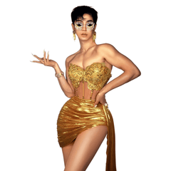 Sexy Strapless Crystal Chain Waist Short Dress - Elegant Party Costume for Nightclub, Bar, Cosplay Events 2025 - Halloweez