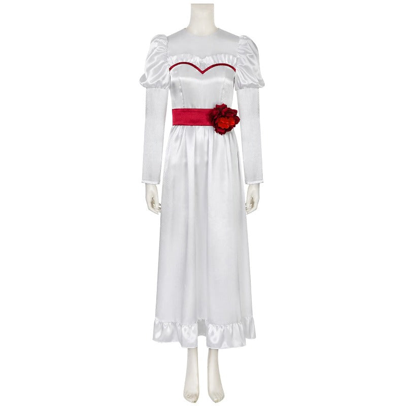 Costume de cosplay élégant de mariée fantôme d'Halloween - Robe de princesse longue blanche pour les fêtes de carnaval