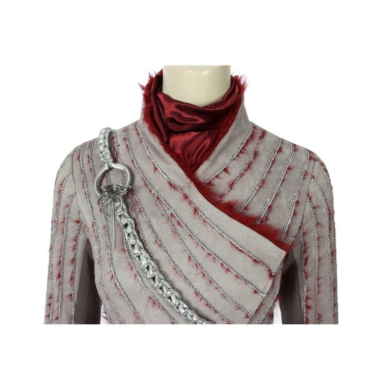 Halloweez Daenerys Targaryen Cosplay Costume - Women's Elegant Long Sleeve Dress with Brooch for Special Events - Halloweez
