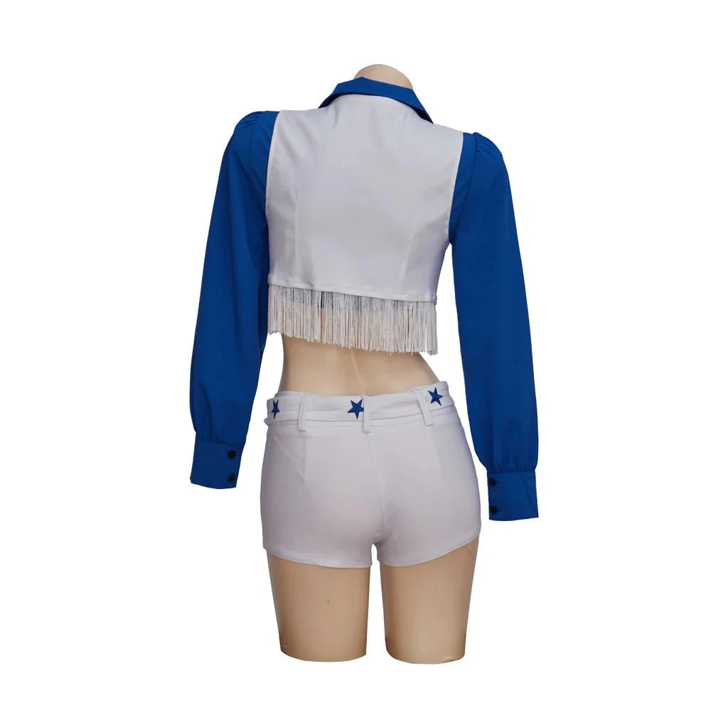 Halloweez Dallas Cowboy Cheerleader Costume - High School Cheerleading Cosplay Sexy Blue and White Set - Halloweez