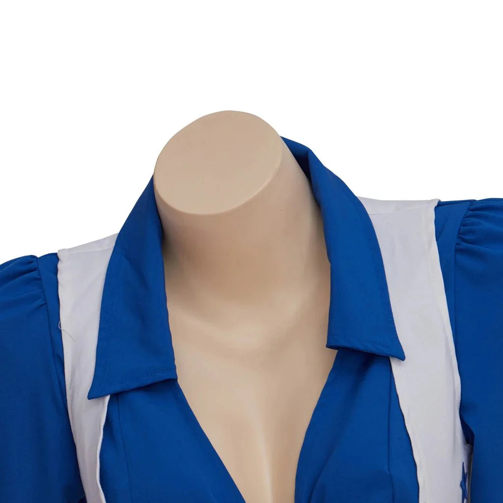 Halloweez Dallas Cowboy Cheerleader Costume - High School Cheerleading Cosplay Sexy Blue and White Set - Halloweez