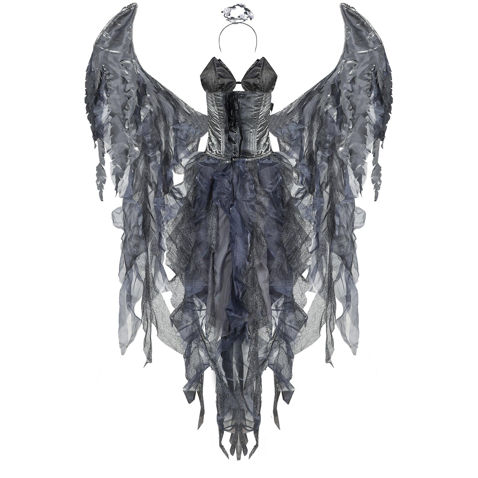 Dark Angel Halloween Costume | Gothic Angel Cosplay for Ghost Festival & Stage Performance - Coscosmos