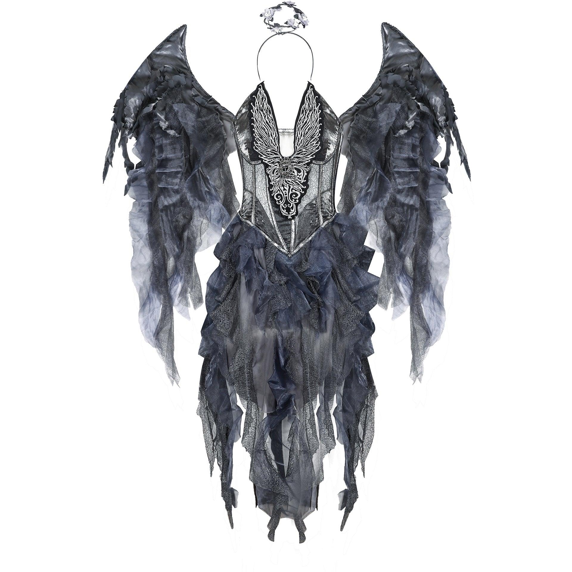 Dark Angel Halloween Costume | Gothic Angel Cosplay for Ghost Festival & Stage Performance - Coscosmos