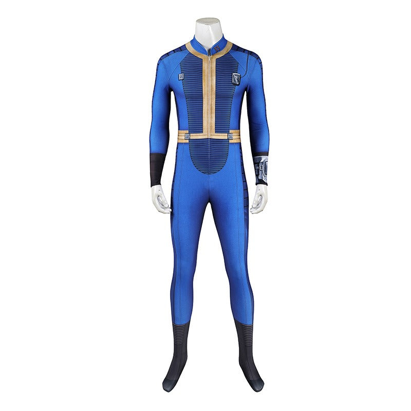 Male Vault Jumpsuit Cosplay from Fallout TV Series, Slim Fit Stretch Bodysuit for Cosplay - Halloweez