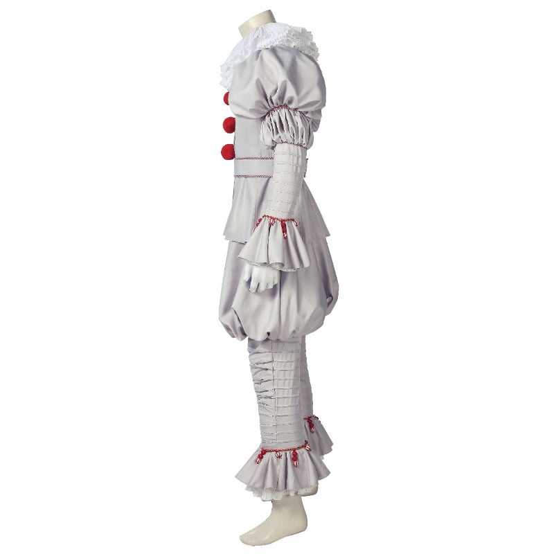 Halloweez Dancing Clown Joker Cosplay Costume with White Scarf and Accessories - Perfect Halloween Outfit