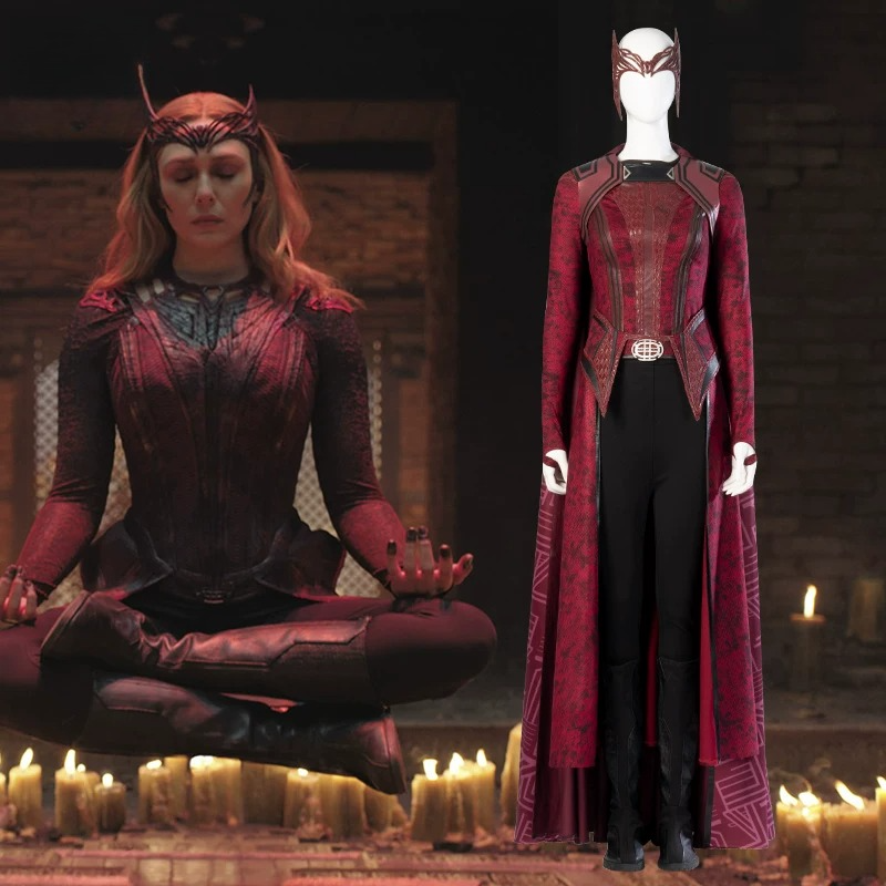 Scarlet Witch Wanda Cosplay Outfit, Doctor Strange in the Multiverse of Madness New Full Set Women Cosplay Costume for Halloween Party 二、英文关键词标签（15 个，逗号分隔） - Halloweez