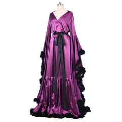 Pijama elegante de estilo medieval para damas: bata nupcial larga estilo boudoir de estilo vintage de Halloweez