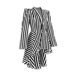Medieval Steampunk Victorian Asymmetrical Striped Tailcoat Cosplay Costume - Halloweez