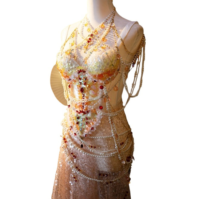 Koi Gradient Handmade Mermaid Princess Performance Costume for Music Shows - Halloweez