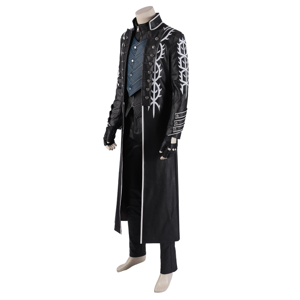 Devil May Cry 5 Vergil Cosplay Trench Coat, Men Full Set Halloween Cosplay Costume for Game Character Outfit - Halloweez
