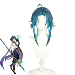 Halloweez Genshin Impact Xiao Cosplay Wig 40cm Mixed Blue Short Wigs for Role Play - Halloweez